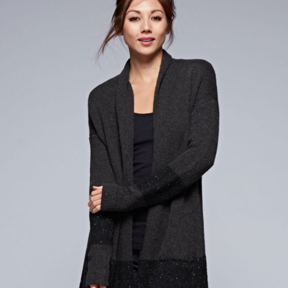 Love Stitch Charcoal/Black Nightfall Speckled Shawl Cardigan